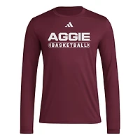 Men's adidas Maroon Texas A&M Aggies On-Court Pregame Long Sleeve T-Shirt