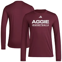 Men's adidas Maroon Texas A&M Aggies On-Court Pregame Long Sleeve T-Shirt