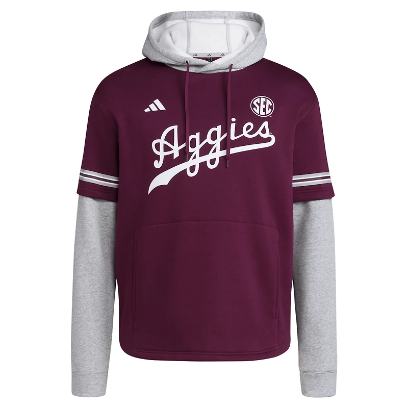 Men's adidas Maroon Texas A&M Aggies Pullover Baseball Jersey Hoodie