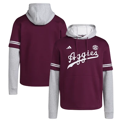 Men's adidas  Maroon Texas A&M Aggies Pullover Baseball Jersey Hoodie