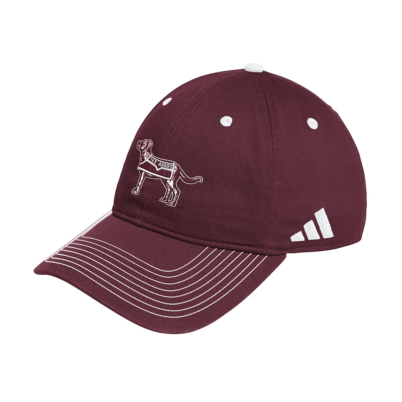 Casquette slouch ajustable adidas bordeaux Texas A&M Aggies pour homme