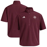 Men's adidas  Maroon Texas A&M Aggies Woven Quarter-Zip Short Sleeve Pullover