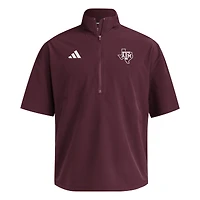 Pull à manches courtes tissé adidas Texas A&M Aggies marron pour homme