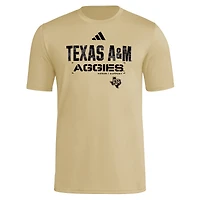 Men's adidas  Natural Texas A&M Aggies 2025 Military Appreciation Pre-Game AEROREADY T-Shirt