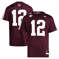 Maillot adidas n°12 marron Texas A&M Aggies Premier Strategy pour homme