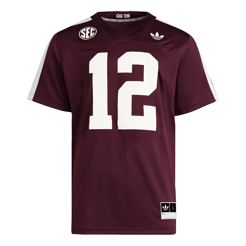 Maillot adidas n°12 marron Texas A&M Aggies Premier Strategy pour homme