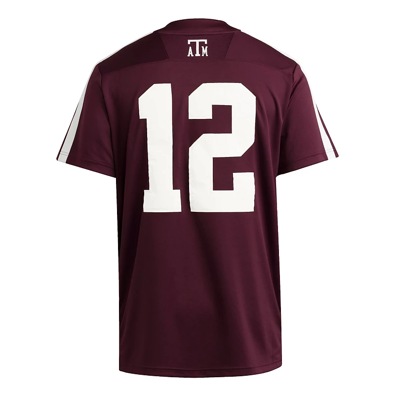 Maillot adidas n°12 marron Texas A&M Aggies Premier Strategy pour homme