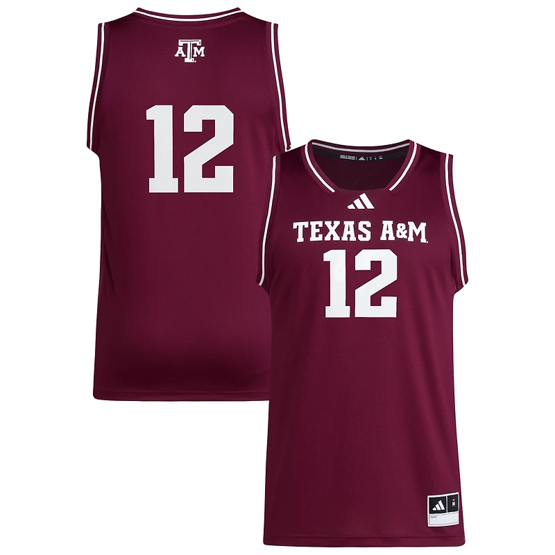 Maillot réplique Swingman adidas #12 marron Texas A&M Aggies pour homme