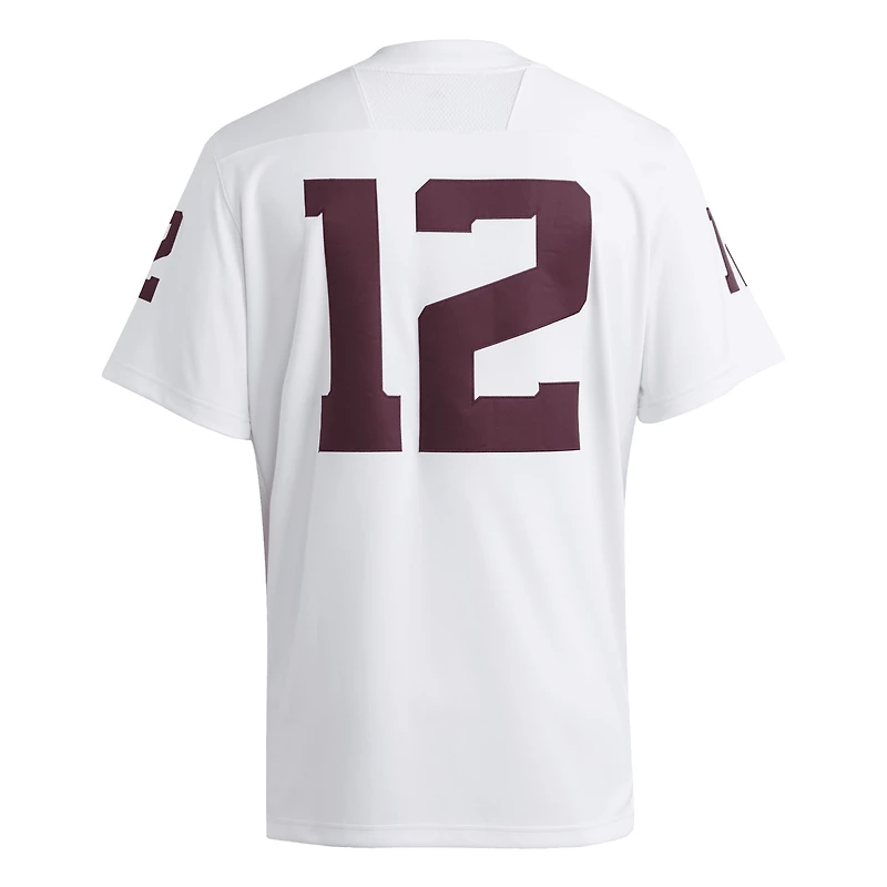 Maillot adidas #12 blanc pour homme des Texas A&M Aggies Premier