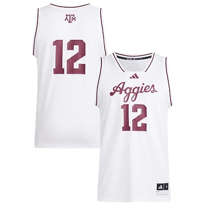 Men's adidas #12 White Texas A&M Aggies Replica Swingman Jersey