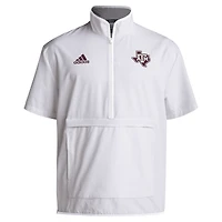 Men's adidas White Texas A&M Aggies 2024 Coaches Sideline Half-Zip Short Sleeve Jacket