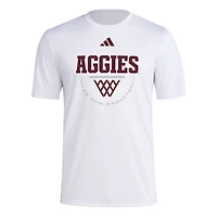 Men's adidas White Texas A&M Aggies Basketball Practice Net Arch Pregame T-Shirt