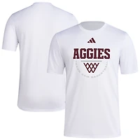 T-shirt d'avant-match de basket-ball adidas blanc Texas A&M Aggies pour homme
