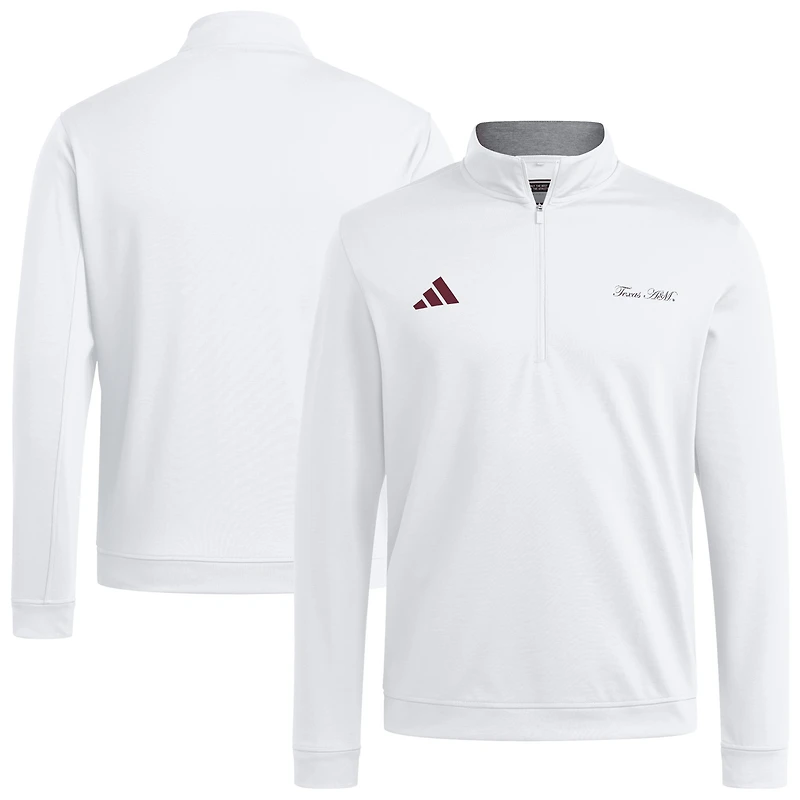 Men's adidas White Texas A&M Aggies Elevated Quarter-Zip Jacket