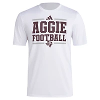 Men's adidas White Texas A&M Aggies Locker Football Pre-Game AEROREADY T-Shirt