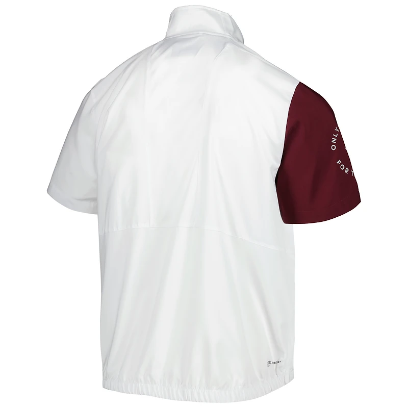 Veste à demi-zip adidas Texas A&M Aggies M STM AEROREADY blanche pour homme