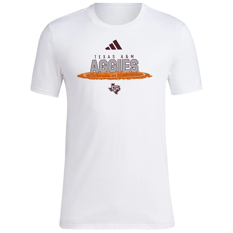 Men's adidas White Texas A&M Aggies Softball Pitcher's Circle T-Shirt
