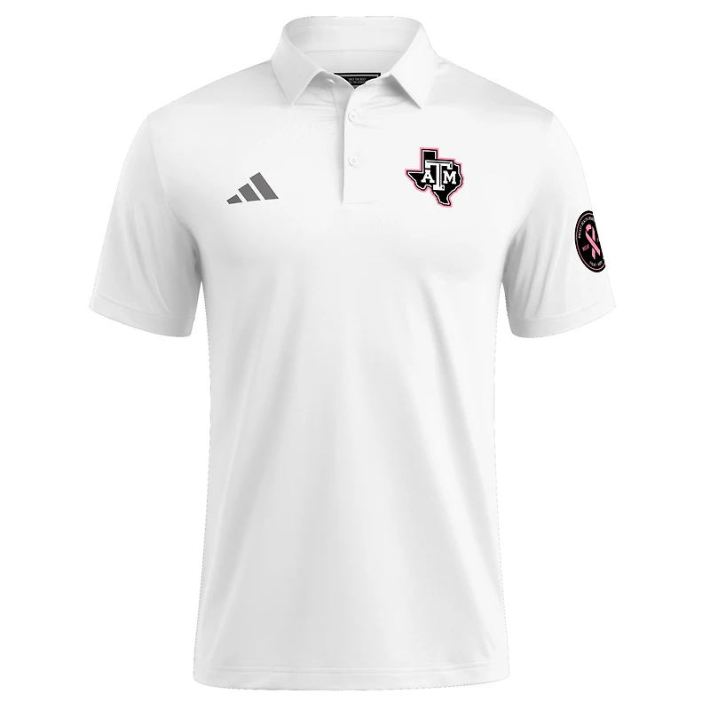 Men's adidas White Texas A&M Aggies Wear Pink Breast Cancer Awareness Polo