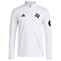 Men's adidas White Texas A&M Aggies Wear Pink Quarter-Zip Pullover
