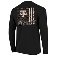 T-shirt à manches longues noir Texas A&M Aggies OHT pour homme, motif camouflage superposé, couleurs confortables