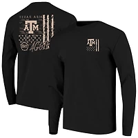 T-shirt à manches longues noir Texas A&M Aggies OHT pour homme, motif camouflage superposé, couleurs confortables