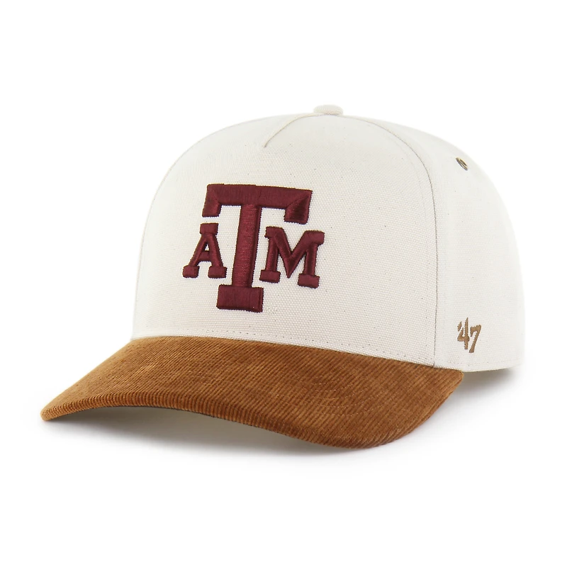 Casquette Carhartt x '47 pour homme, coloris naturel/marron, Texas A&M Aggies, modèle Relaxed Hitch, ajustable.