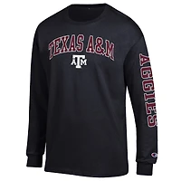 T-shirt à manches longues noir Texas A&M Aggies pour homme, avec logo Arch Over, 2 coups
