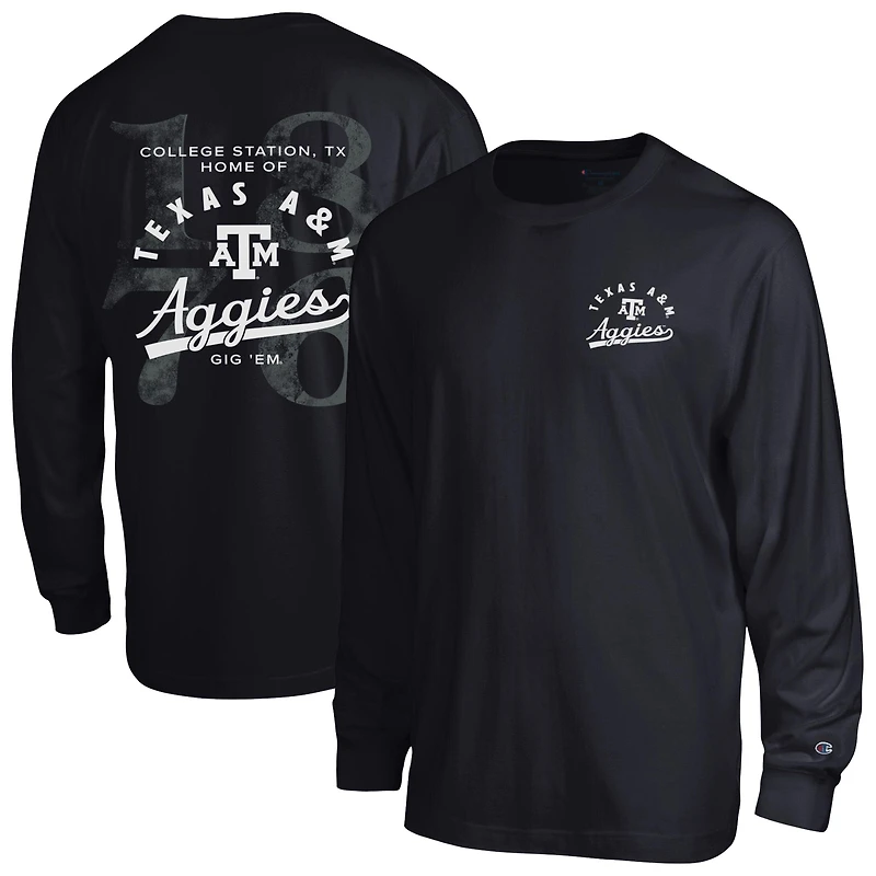 Men's Champion Black Texas A&M Aggies Laminated All-Star Long Sleeve T-Shirt