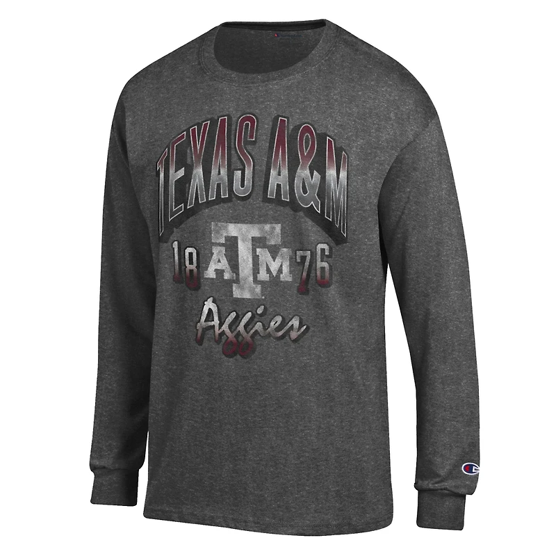 T-shirt à manches longues Champion Charcoal Texas A&M Aggies Bold pour homme