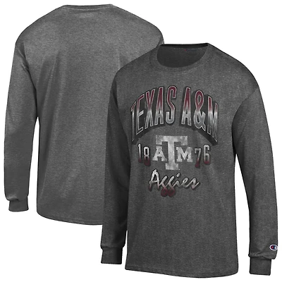 T-shirt à manches longues Champion Charcoal Texas A&M Aggies Bold pour homme