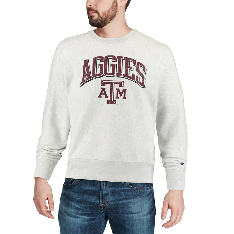 Sweat-shirt Champion Texas A&M Aggies Arch Over Logo Reverse Weave pour homme, gris