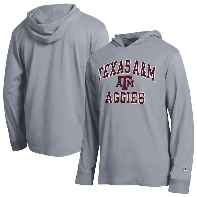 Men's Champion Gray Texas A&M Aggies High Motor All-Star Long Sleeve Hooded T-Shirt