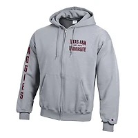 Men's Champion  Gray Texas A&M Aggies Varsity Powerblend Full-Zip Fleece Hoodie