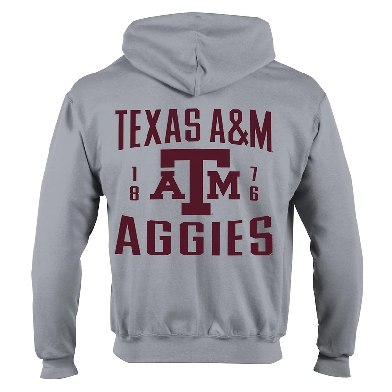 Sweat à capuche zippé en polaire Powerblend gris Champion Texas A&M Aggies Varsity pour homme