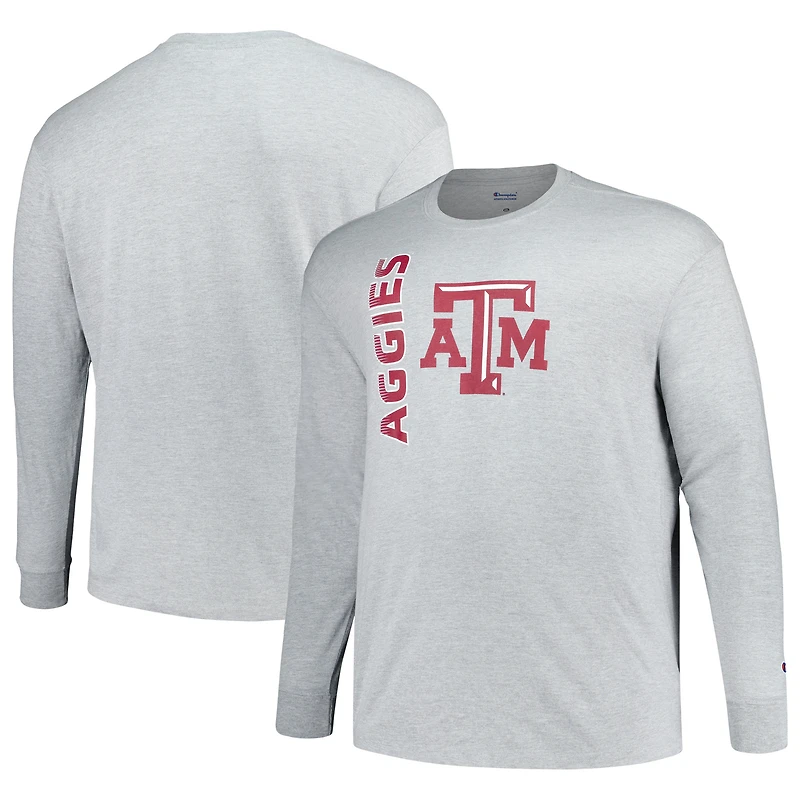Men's Champion Heather Gray Texas A&M Aggies Big & Tall Mascot Long Sleeve T-Shirt