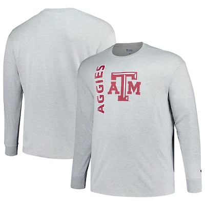 Men's Champion Heather Gray Texas A&M Aggies Big & Tall Mascot Long Sleeve T-Shirt