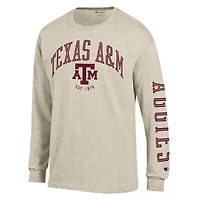 Men's Champion  Heather Oatmeal Texas A&M Aggies Neutral Arch Long-Sleeve T-Shirt