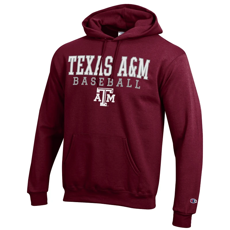 Men's Champion Maroon Texas A&M Aggies Baseball Stack Pullover Hoodie