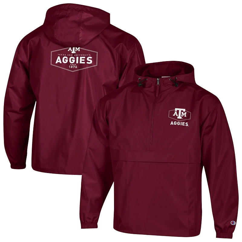 Men's Champion Maroon Texas A&M Aggies Delay Packable Half-Zip Jacket