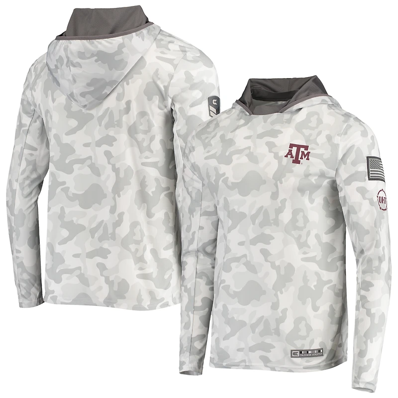 Colosseum Arctic Camo Texas A&M Aggies OHT Military Appreciation Sweat à capuche manches longues pour homme