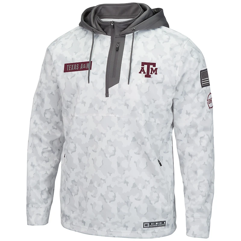 Men's Colosseum Arctic Camo Texas A&M Aggies OHT Military Appreciation Quarter-Zip Hoodie