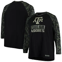 Colosseum pour homme noir/camouflage Texas A&M Aggies OHT Military Appreciation Big & Tall Raglan T-shirt à manches longues