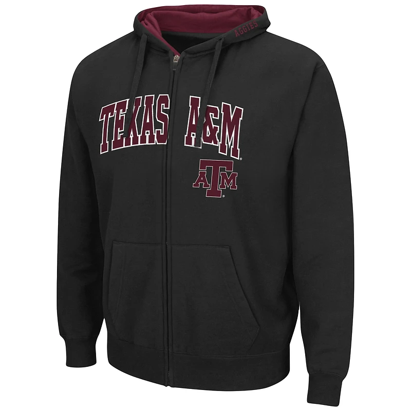 Sweat à capuche entièrement zippé Colosseum Texas A&M Aggies Arch & Logo 3.0 pour homme, noir