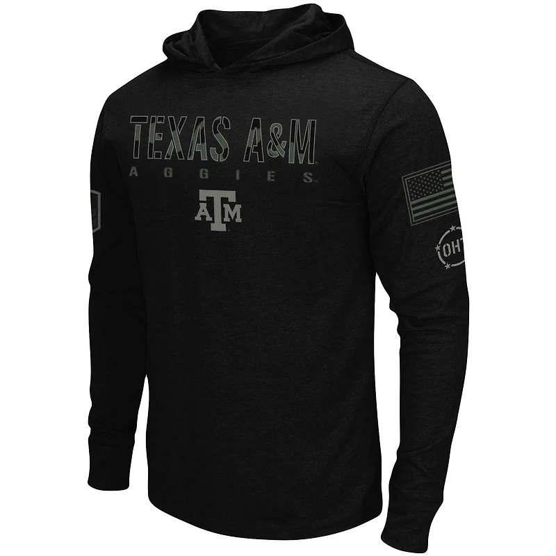 Men's Colosseum Black Texas A&M Aggies OHT Military Appreciation Hoodie Long Sleeve T-Shirt