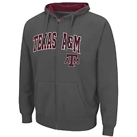 Men's Colosseum Charcoal Texas A&M Aggies Arch & Logo 3.0 Full-Zip Hoodie