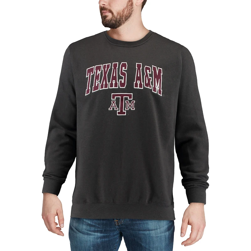 Sweat-shirt à col rond Colosseum Charcoal Texas A&M Aggies pour homme, avec logo et arche.