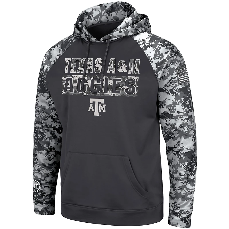 Men's Colosseum Charcoal Texas A&M Aggies OHT Military Appreciation Digital Camo Pullover Hoodie