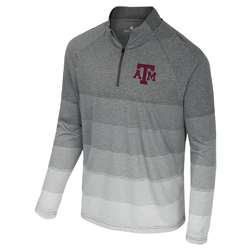 Men's Colosseum  Gray Texas A&M Aggies AI Striped Mesh Quarter-Zip Raglan Windshirt