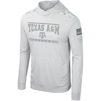 T-shirt à capuche manches longues pour hommes Colosseum Grey Texas A&M Aggies OHT Military Appréciation