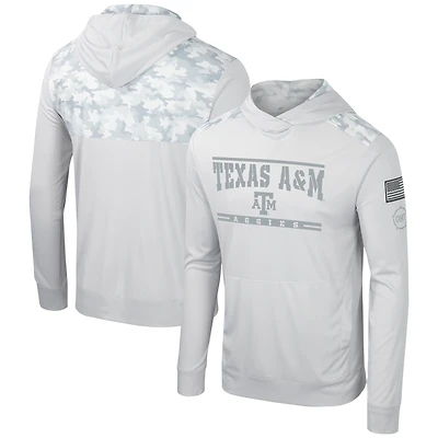 T-shirt à capuche manches longues pour hommes Colosseum Grey Texas A&M Aggies OHT Military Appréciation